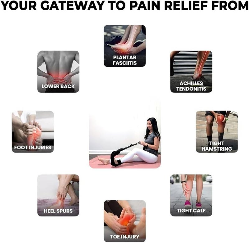 YAGHZU Foot and Calf Stretcher - Stretching Strap for Plantar Fasciitis, Achilles Tendonitis, Heel Spurs, Foot Drop, & Hamstring, Versatile Stretch Strap Used as Leg stretcher, Hamstring Stretcher and Foot Stretcher - Image 3